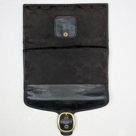 Vintage Coach Bleecker Black Signature Jacquard Canvas & Leather Buckle Wallet - Picture 5 of 14